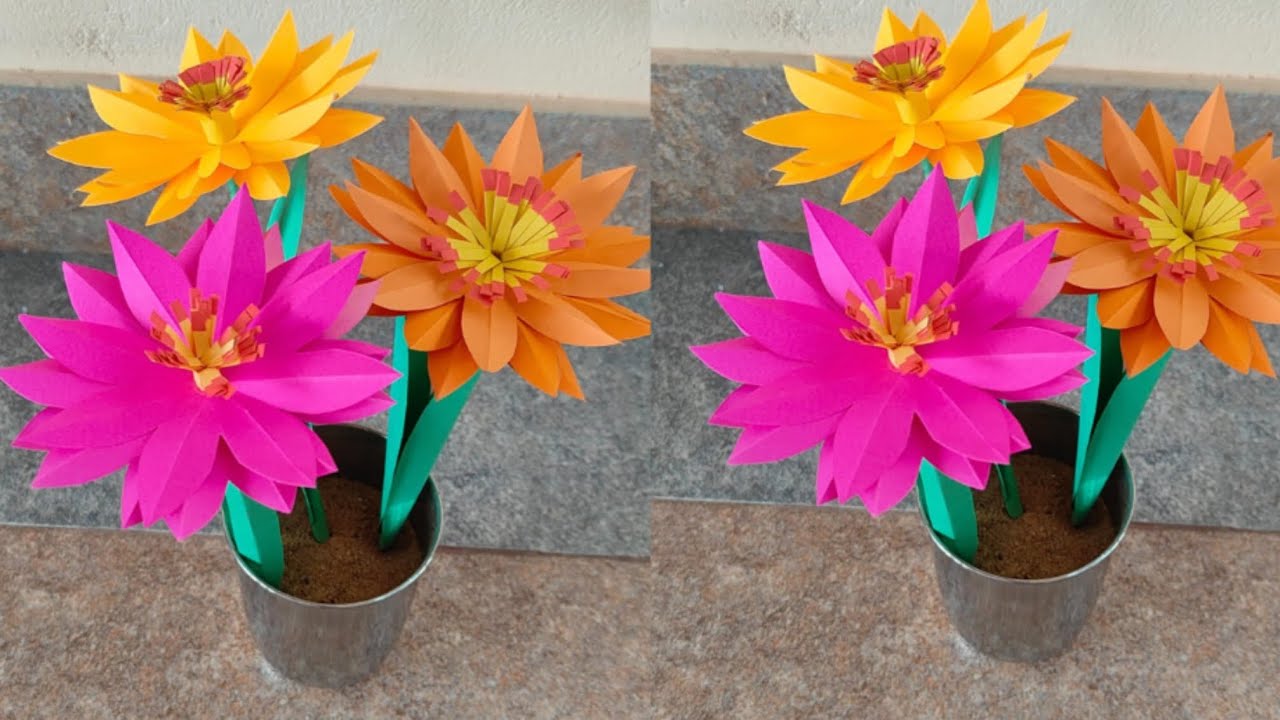 DIY Paper Flowers ! Step by step Tutorial! #craft360 #easycarft #papercarft