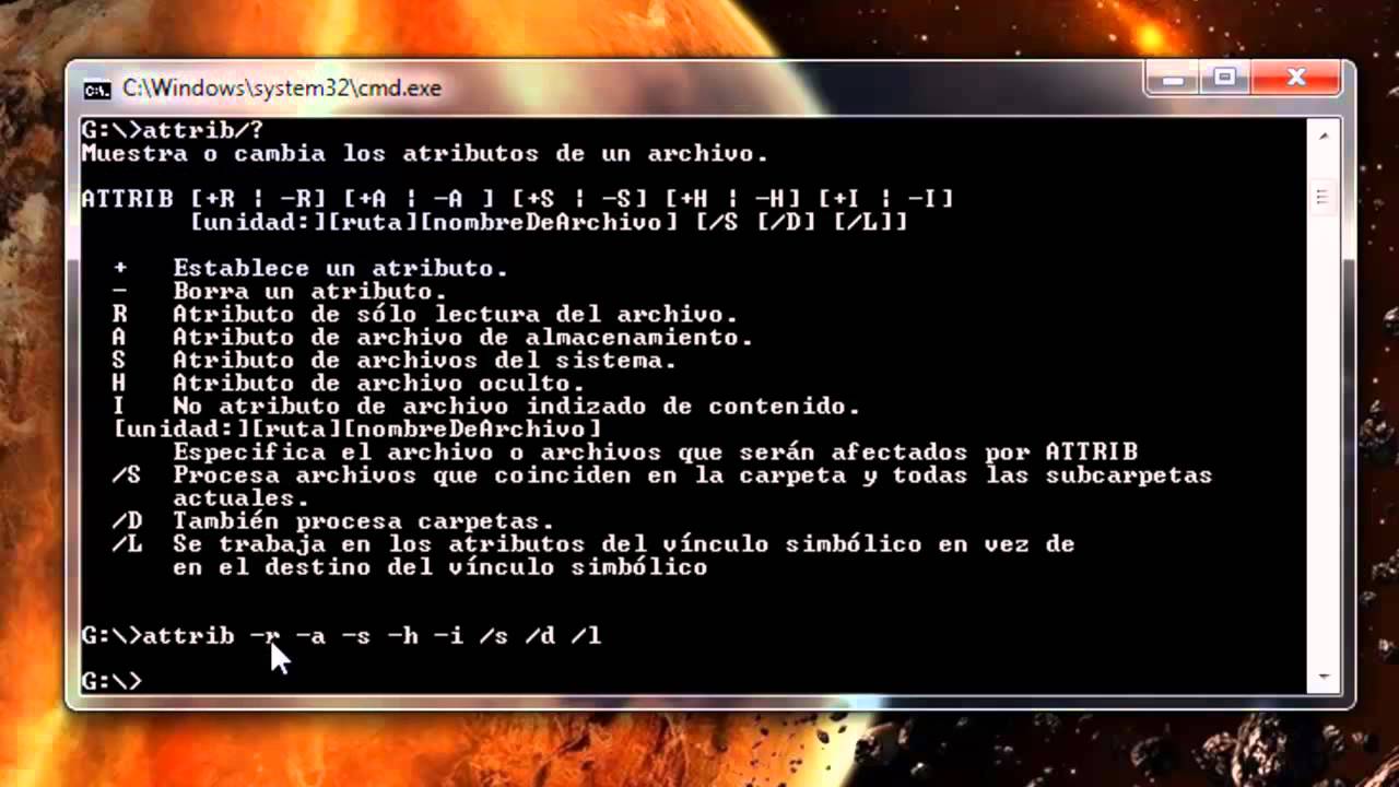 Reparación de USB por DOS con el comando ATTRIB