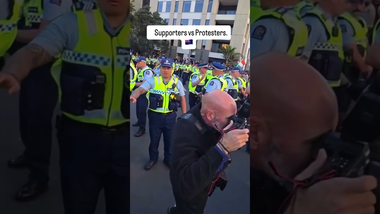 Protestors vs Supporters outside NZ Kia Ora Modi Event Venue in Auckland