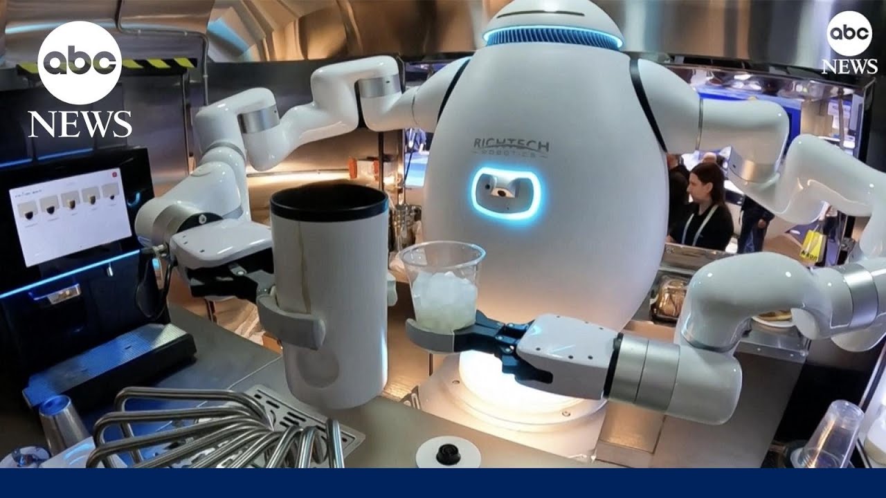 Robot barista serves coffee at CES