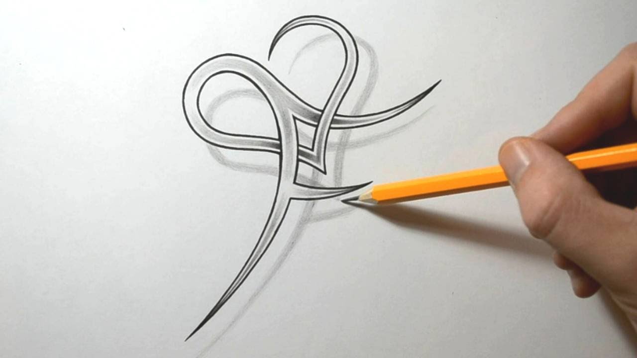 Initial F and Heart Combined Together - Letter Tattoo Design
