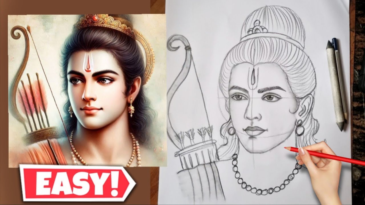 Lord ram drawing | How to draw Lord Ram drawing | Dussehra Drawing