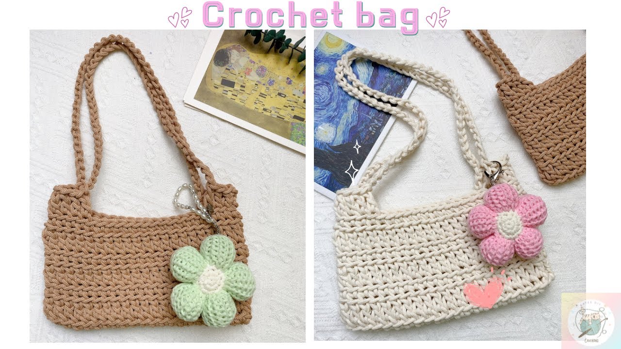 crochet simple shoulder bag| móc chiếc túi đeo vai đơn giản| Katee DIY