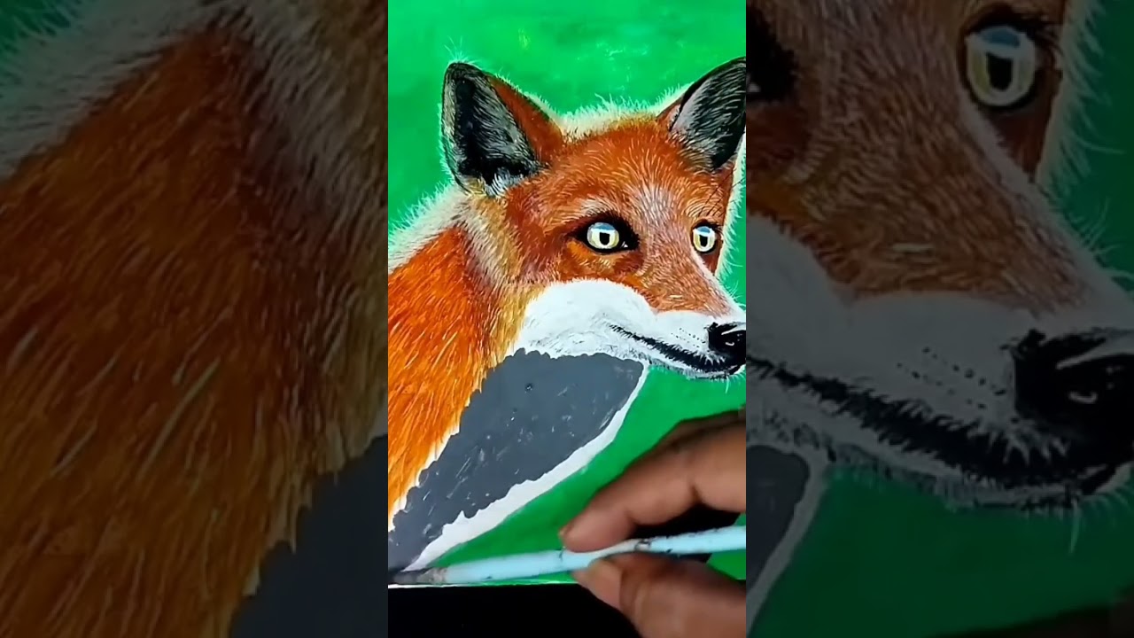 How to draw a Fox/easy step by step/acrylic on paper/Fox Drawing 