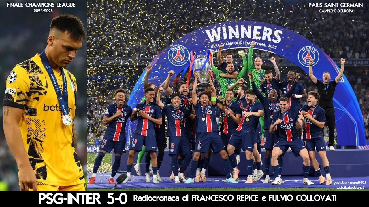PSG-INTER 5-0 - Radiocronaca di Francesco Repice e Fulvio Collovati (31/5/2025) Rai Radio 1