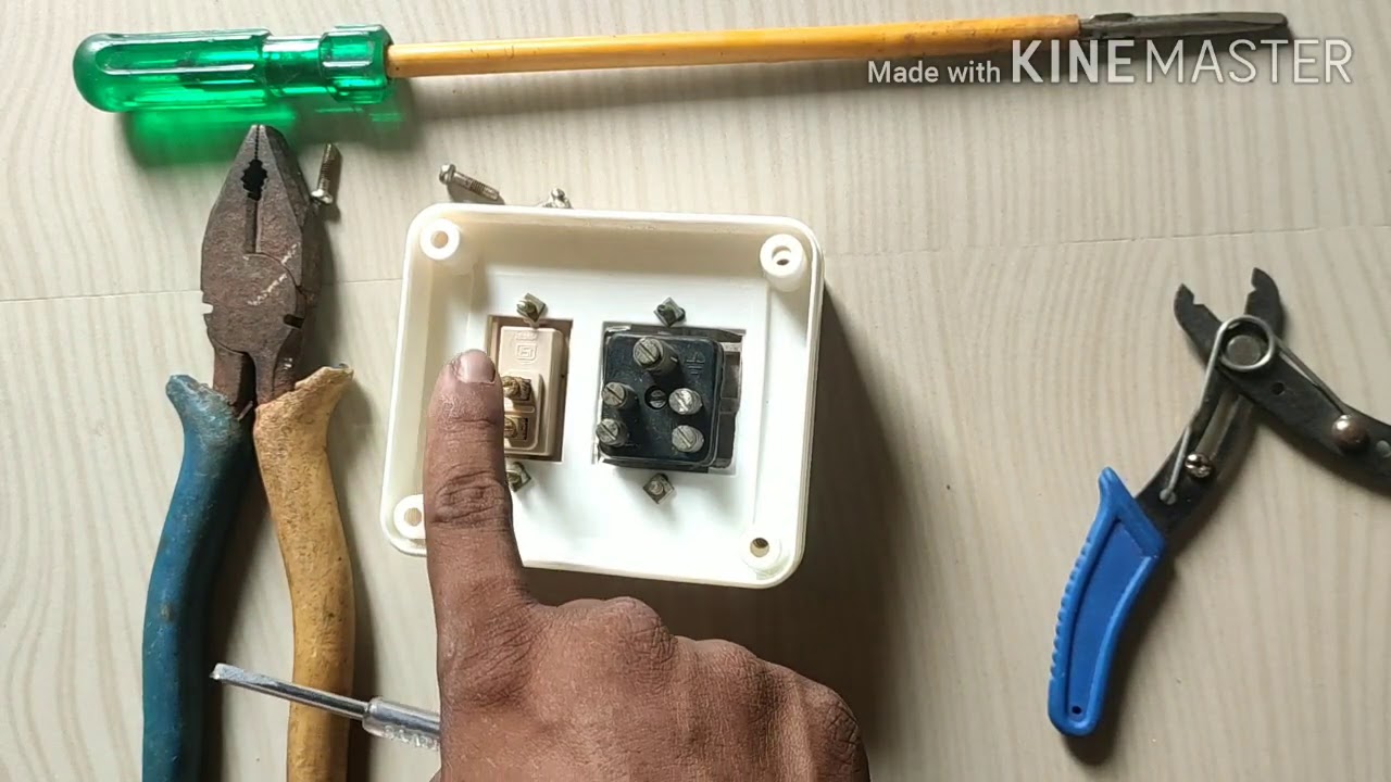 Extinction box wiring with one switch and one socket tamil