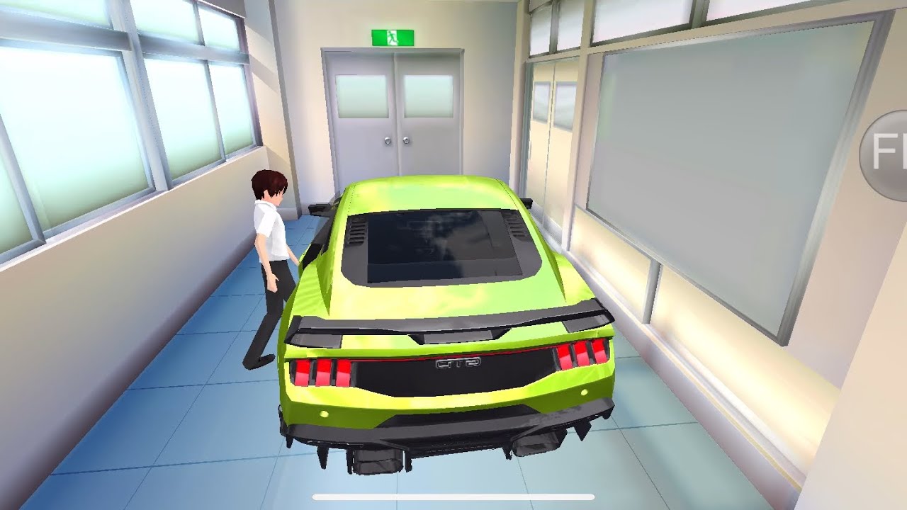 Green Gtr stuck in school building in 3D driving class #gaming