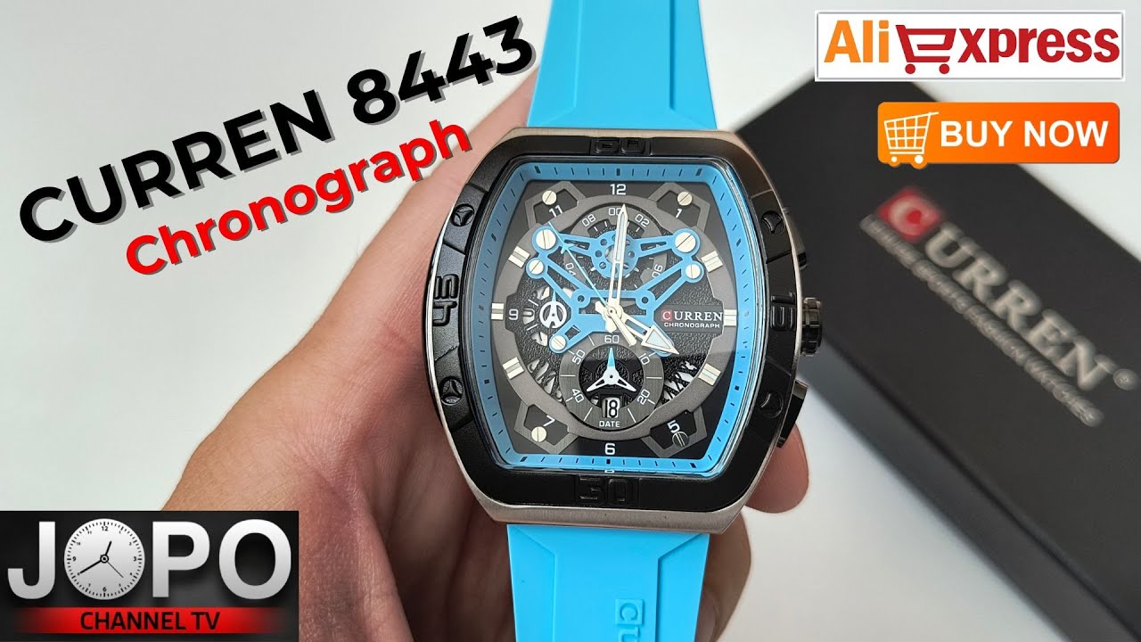 CURREN M8443 Blue Luxury Sport Chrono Watch Rafael Nadal Style│Curren Watch Review│Subtitles