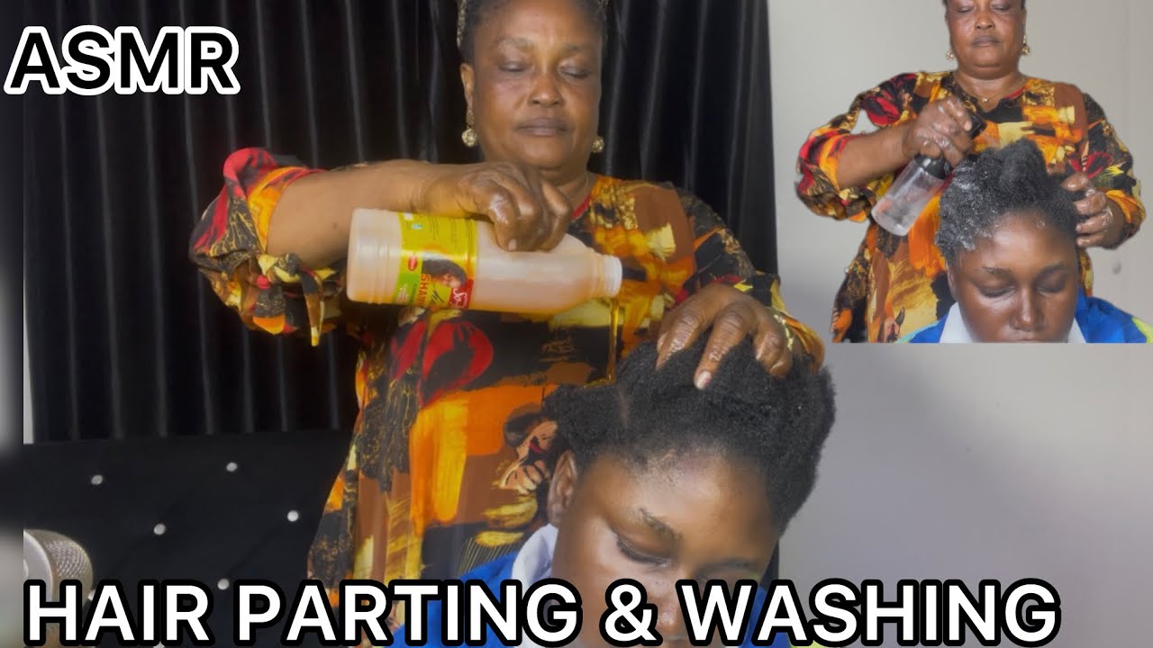 ASMR: Hair parting,scalp checking,attentive shampoo hair washing with relaxing sounds for good sleep