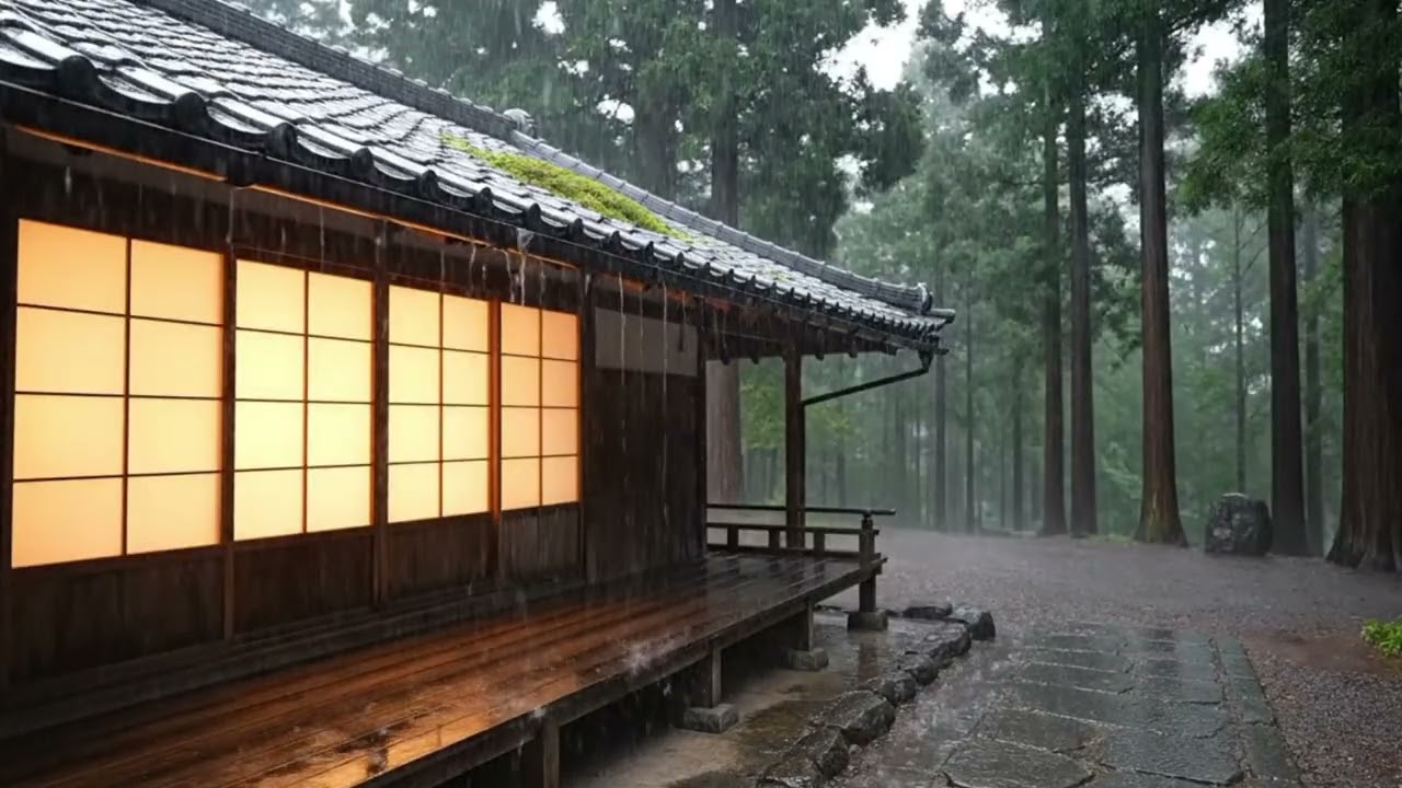 Soft Rain on Cherry Blossoms 🌸 Night Ambience in a Quiet Japanese Village (3 Hours)