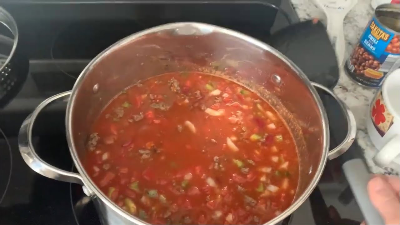 Making Zcar Chili!  Simple, but delicious recipe. 