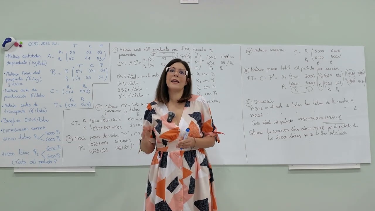 PROBLEMA DE MATRICES. ANDALUCÍA 2023. LATAS DE PISTO