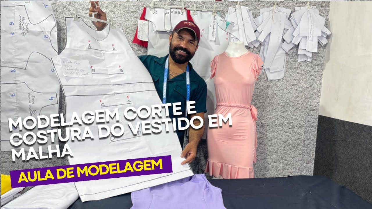 MODELAGEM CORTE E COSTURA DO VESTIDO EM MALHA DO CURSO DESCOMPLICANDO A MODELAGEM #moldesderoupas