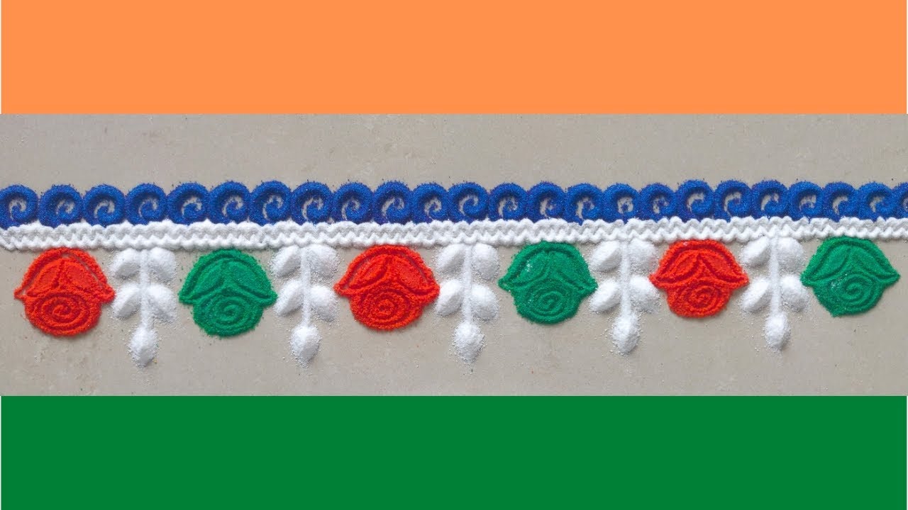 Independence day rangoli l Simple side borders l Door Border Muggulu