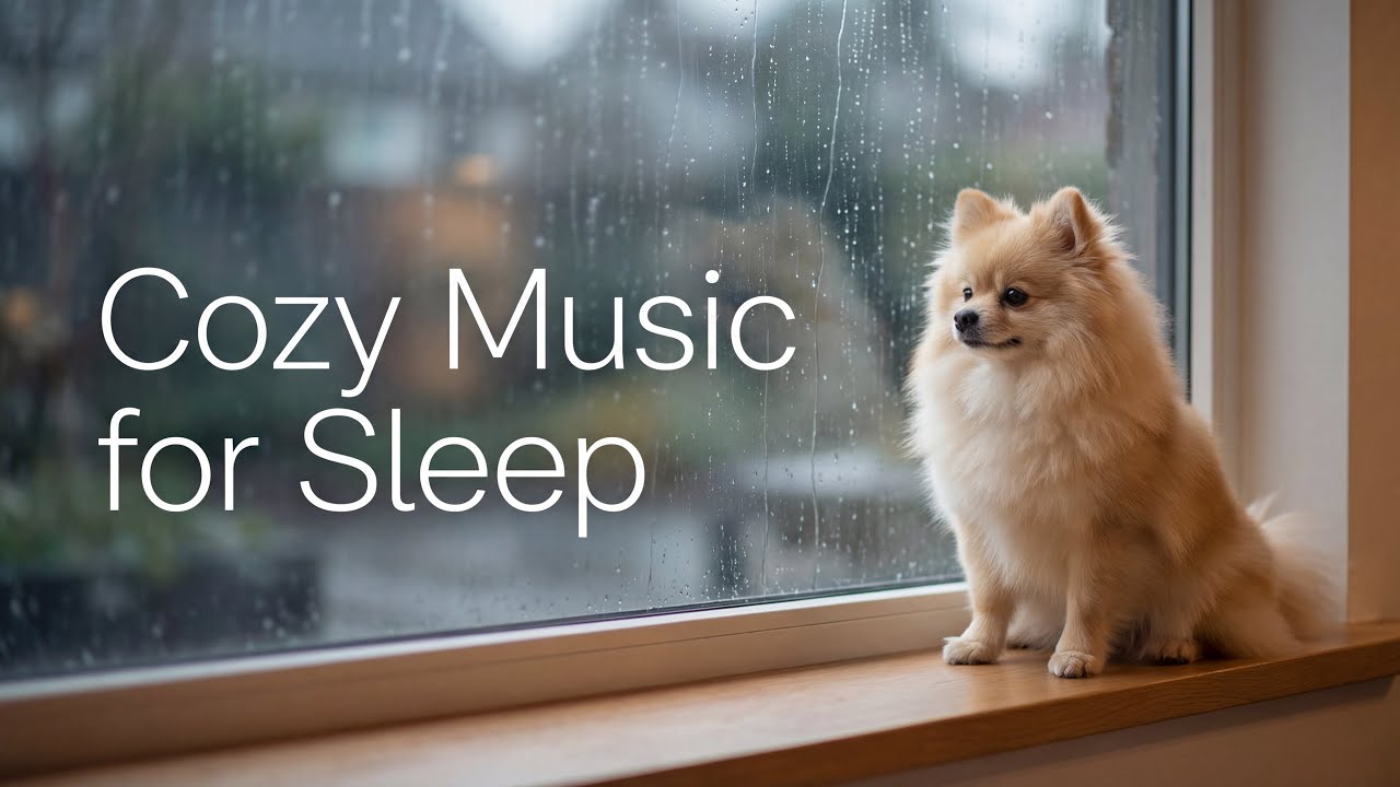 Cozy Rain by the Window 🌧️🐶 1.5 Hours of Relaxing Ambient Music for Sleep, Stress Relief