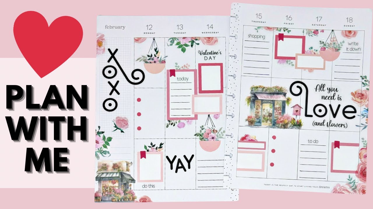 PLAN WITH ME | VALENTINE’S DAY SPREAD | THE HAPPY PLANNER