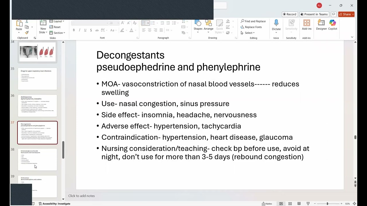 Part 3 drugs for upper and lower respiratory system