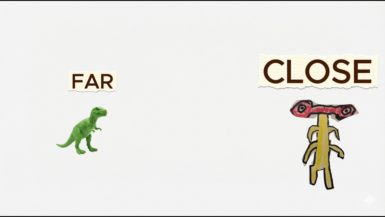 Scopie Sees a Dinosaur! 🦎 Close and Far | Learn the fun way with Roc Paper Scissors Studio