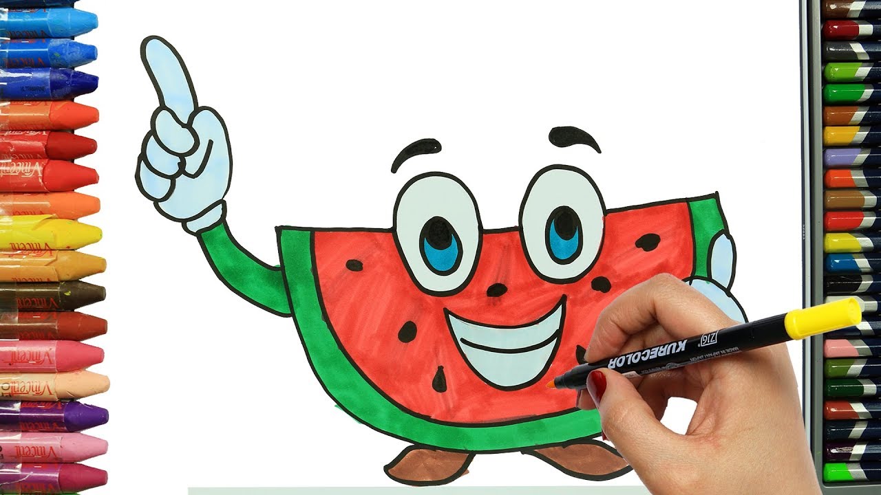 Come disegnare e colorare Anguria per bambini