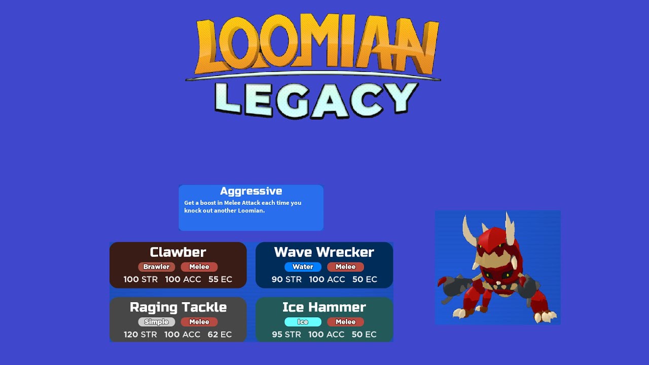 Kanibo is Aggressive, and its really good. Loomian Legacy PVP.