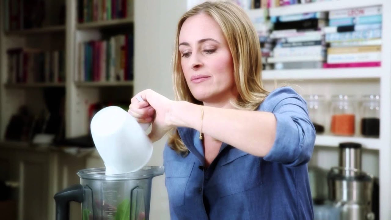 Amelia Freer - Making a pear and almond smoothie ahead of the BBC Good Food Eat Well Show