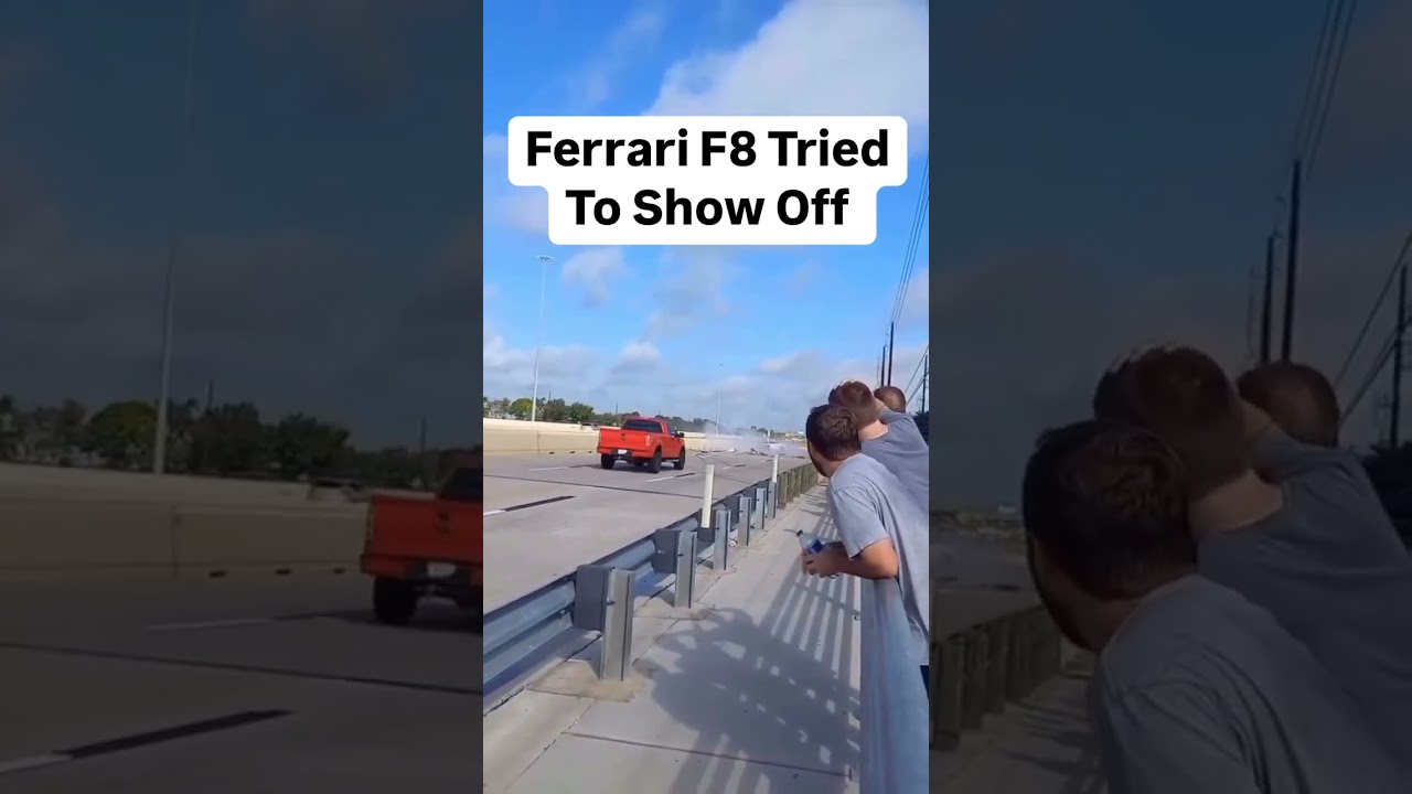 OMGF Ferrari F8 Tributo lost traction and hit a concrete barrier after a cars and coffee #ferrari