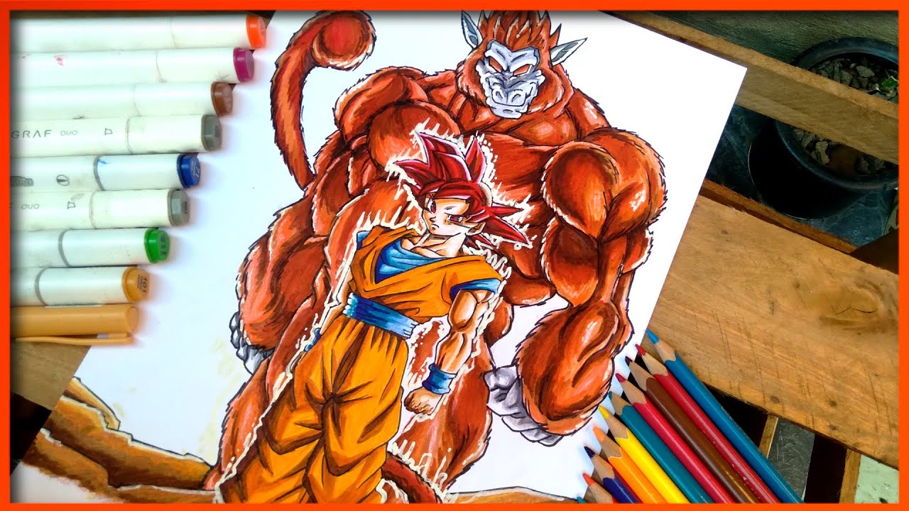 Cómo dibujar el Goku super sayajin god y oozaru god