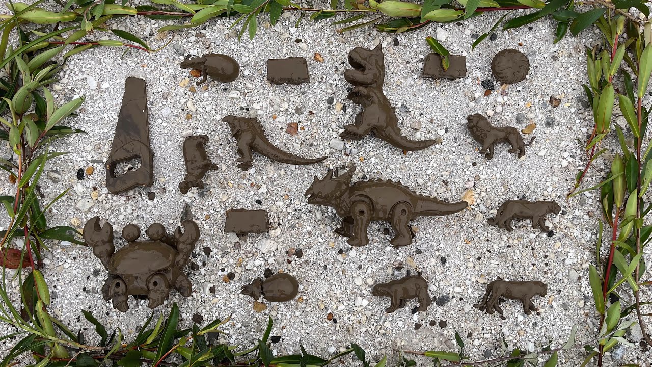 Membersihkan mainan berlumpur singa,dinosaurus,mobil-mobilan #toys #alltoys #toyshunting 