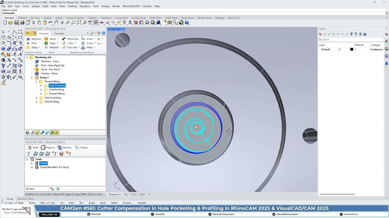 CutCom in Hole Pocketing and Profiling in 2025