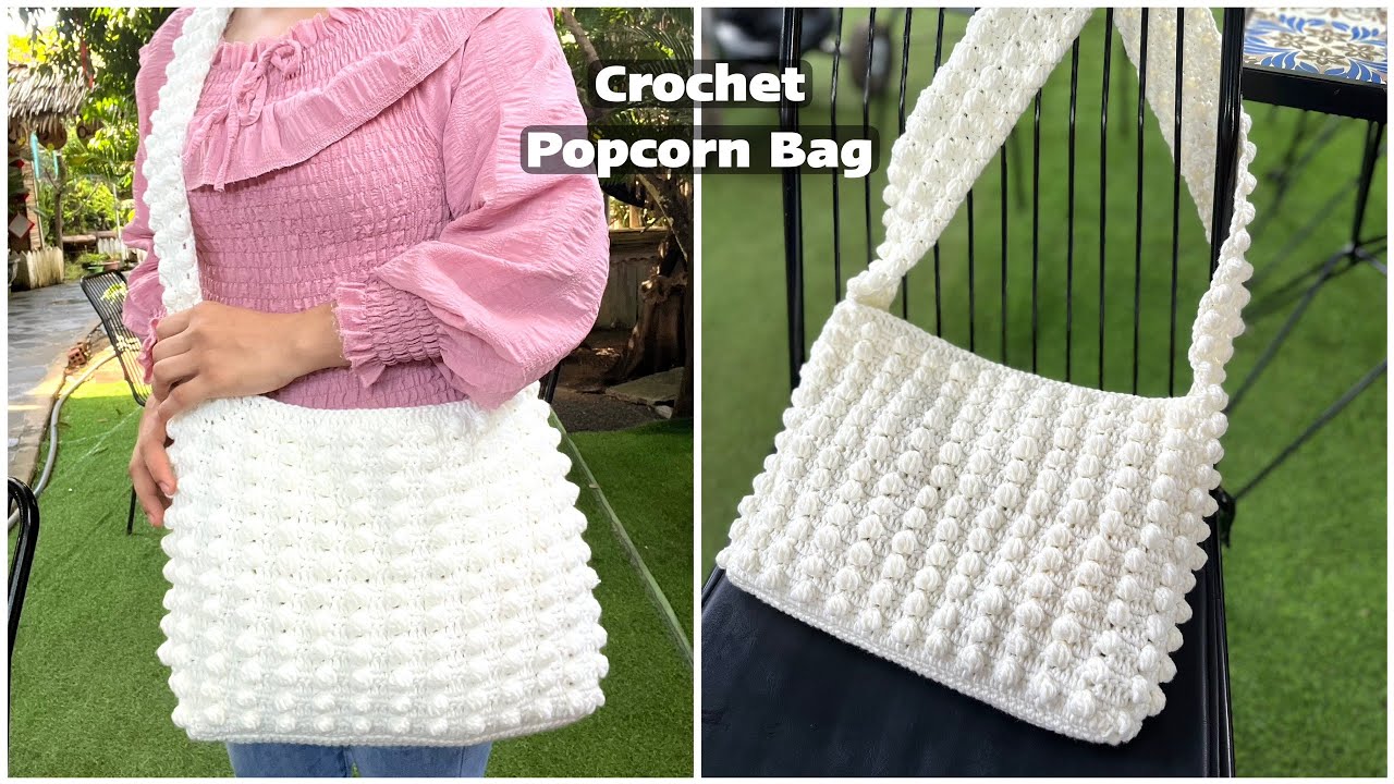 #148 Crochet Popcorn Bag I Móc Túi Đeo Chéo Họa Tiết Hạt Bắp I Dương Liễu Handmade