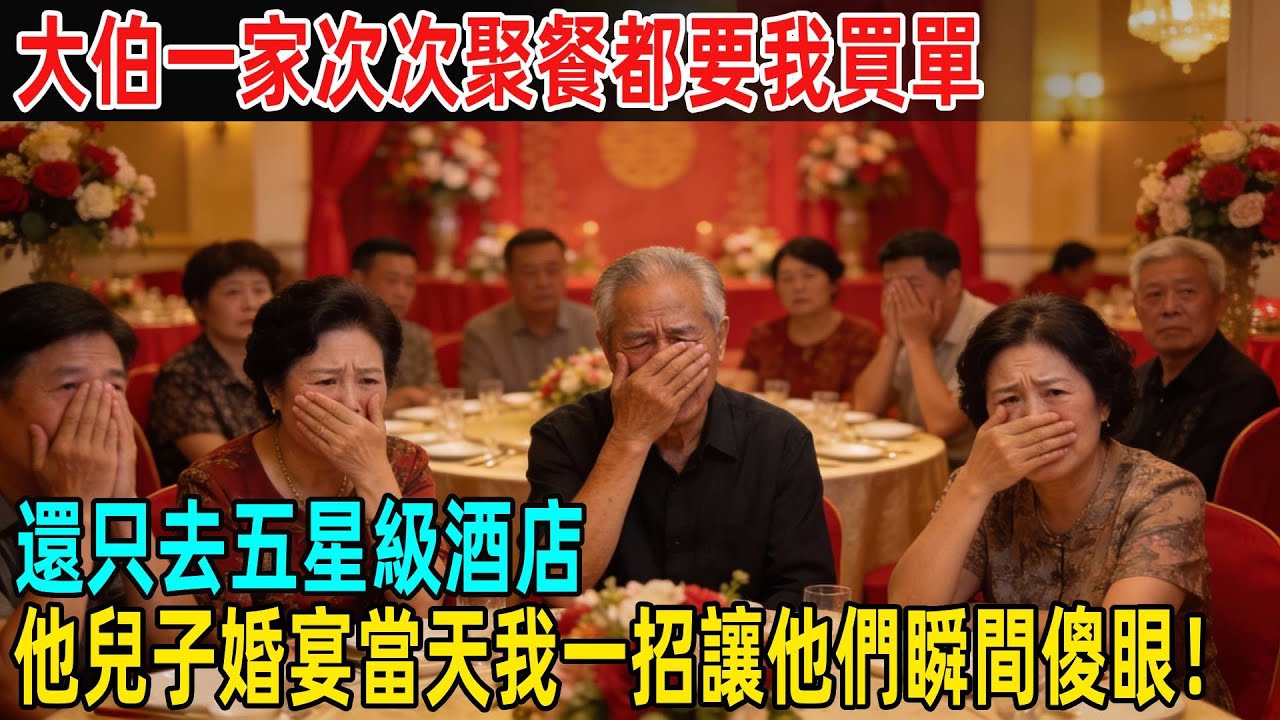 大伯一家次次聚餐都要我買單，還只去五星級酒店，他兒子婚宴當天我一招讓他們瞬間傻眼！#故事頻道 #感人壹幕 #分享#老年生活 #人生感悟