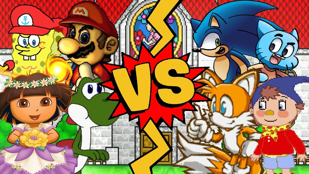 M.U.G.E.N Battles | Mario/Dora/Yoshi/SpongeBob vs Sonic/Noddy/Tails/Gumball