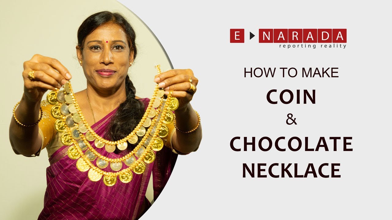 How to make Coin Necklace | ಕಾಸಿನ ಸರ | Kasina Sara | coin Garland | Chocolate Chain | Festival decor