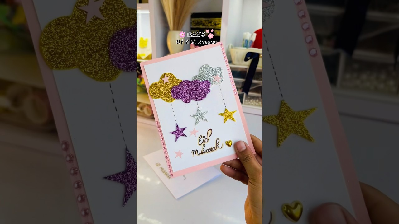 Day (5/10) Eid series handmade card #diy #eidseries #eidmubarak #viralreels #craft #handmadecard