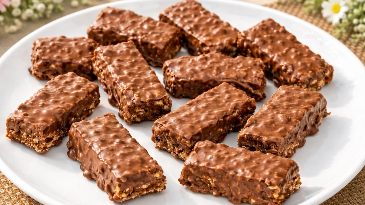 🥜Kein Backen! Hausgemachte Schoko-Riegel – Nur 4 Zutaten 🍫 Nur 5 minuten!