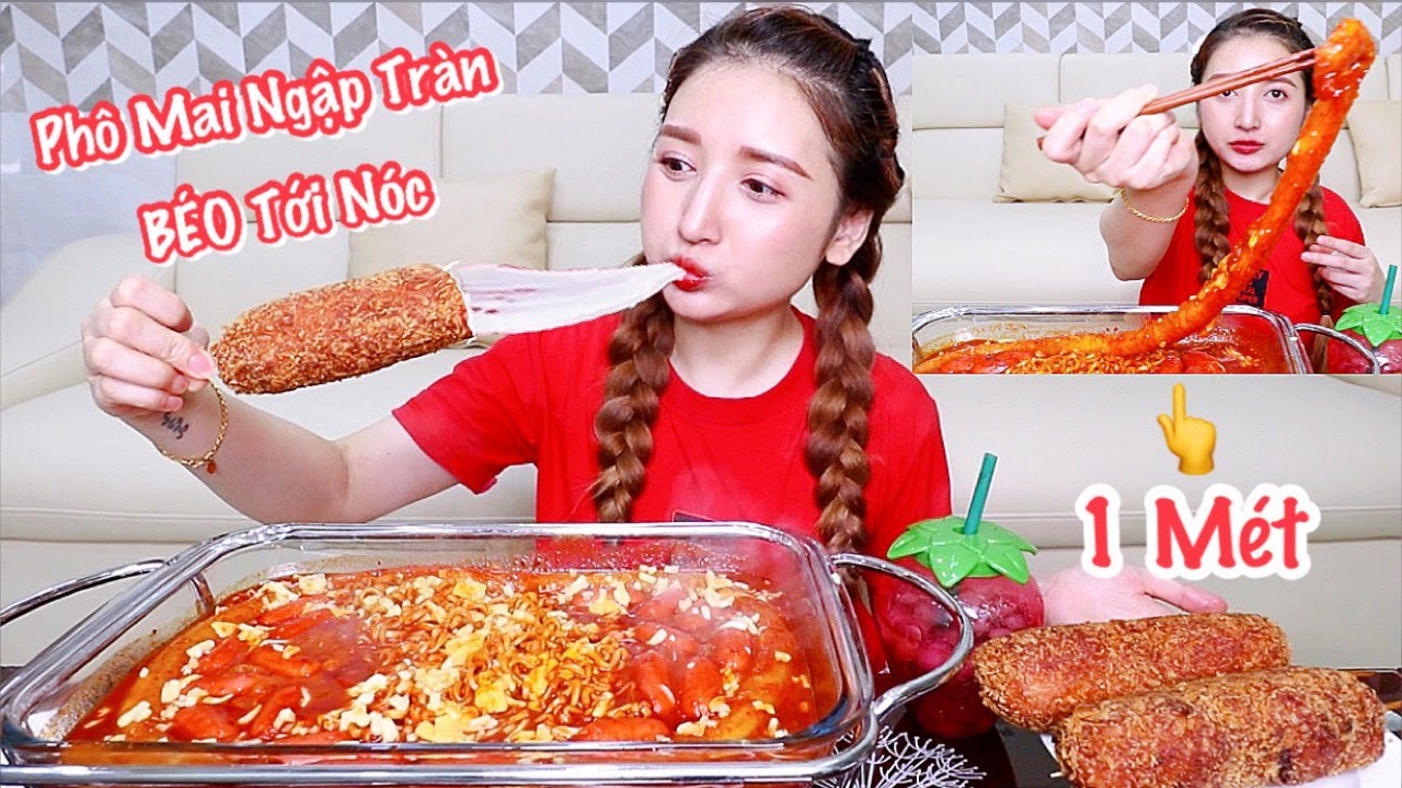 Ăn Bánh Gạo Phô Mai Siêu Dài 1 Mét - Mì Cay SamYang Hotdog Siêu Béo Siêu Ngon | SALLY HẠNG