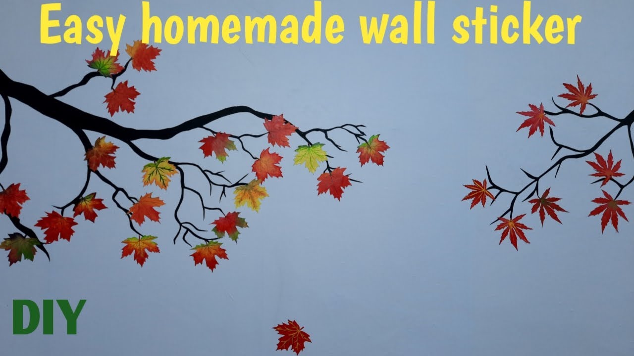 DIY homemade wall sticker/How to make paper wall stickers/wall art/wall decor ideas/Home make over.