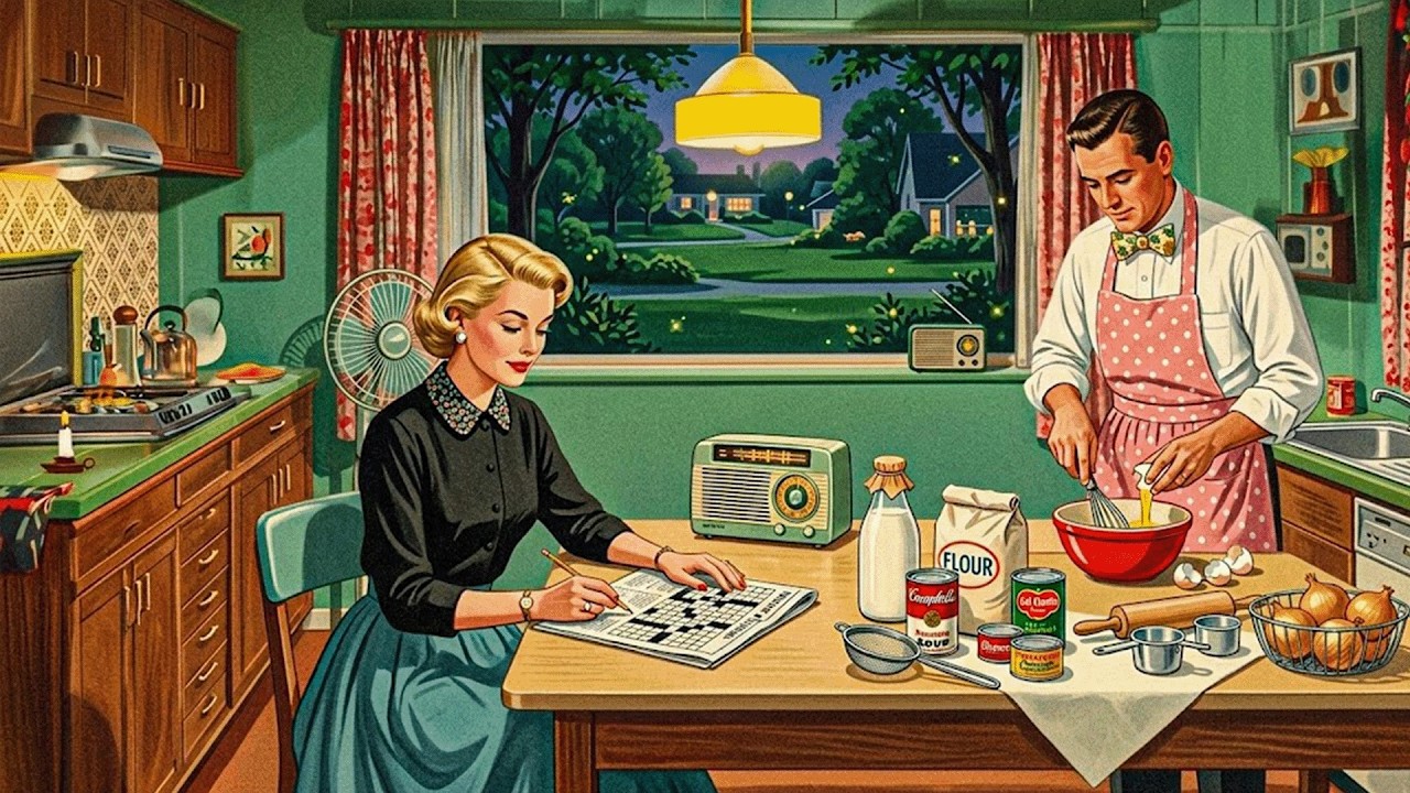 Домашняя музыка 1950-х годов: джаз | теплый кухонный свет и мягкие старые хиты