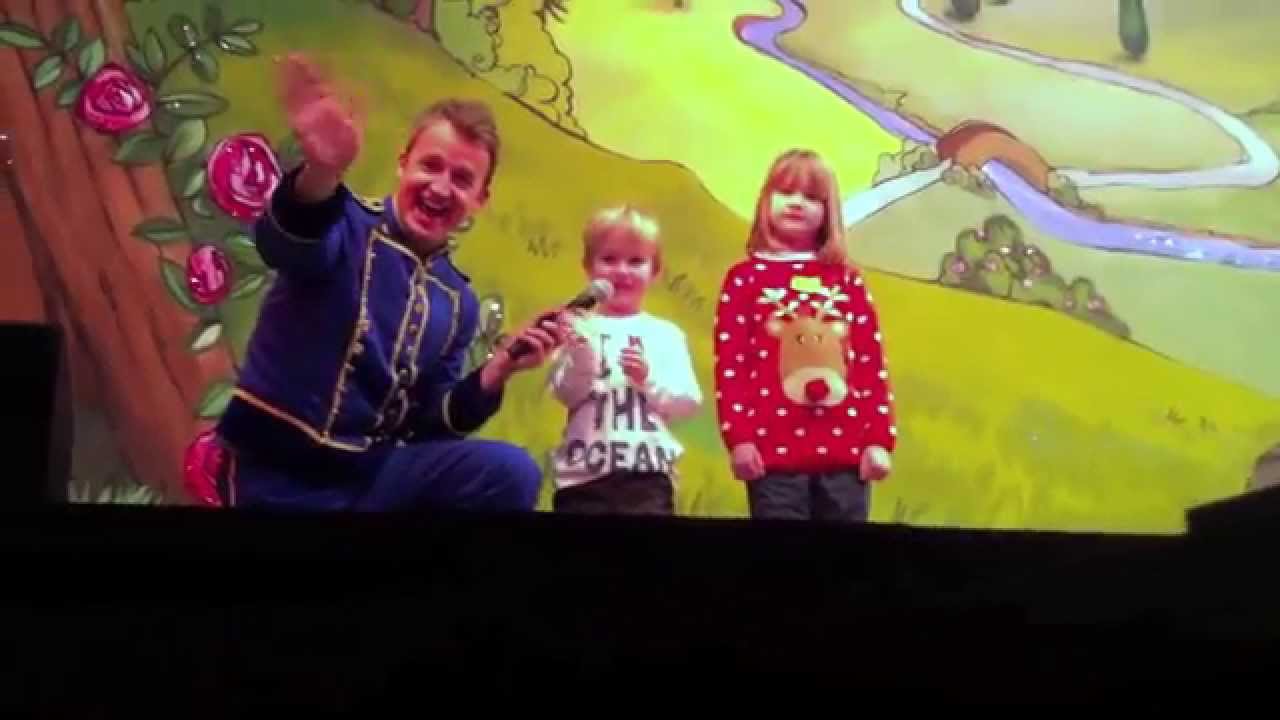 Oscar on stage at the 'Cinderella' panto
