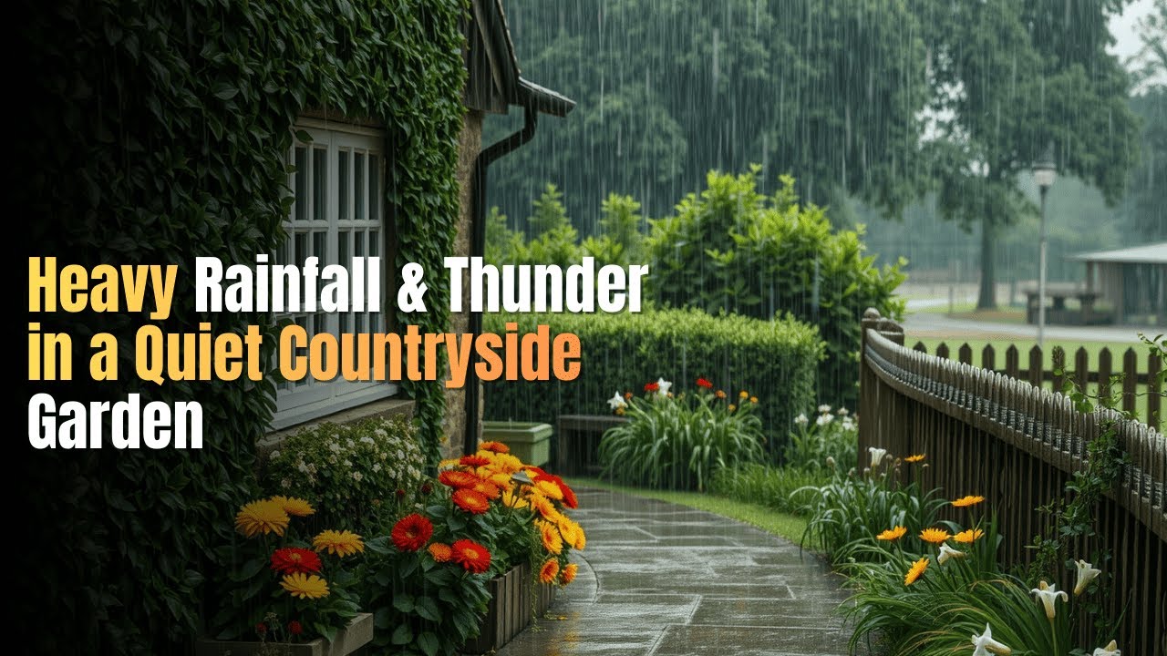 Heavy Rainfall & Thunder in a Quiet Countryside Garden — Sleep Fast Storm Ambience - Cozy Keys Sleep