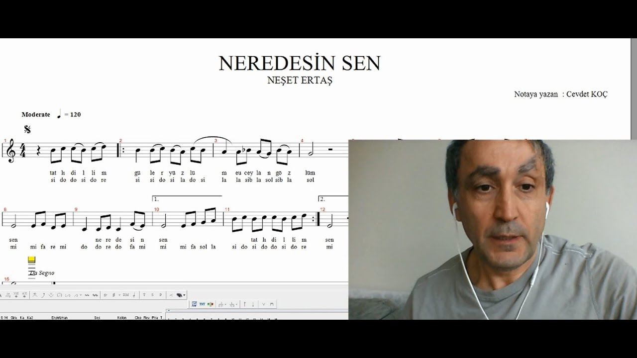 NEREDESİN SEN - NEŞET ERTAŞ NOTA