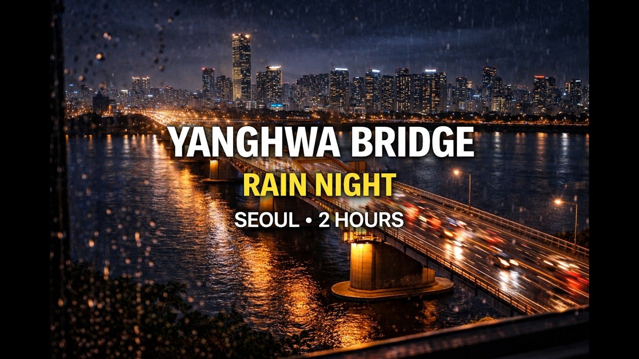 Yanghwa Bridge Rain Night in Seoul | 2 Hours
