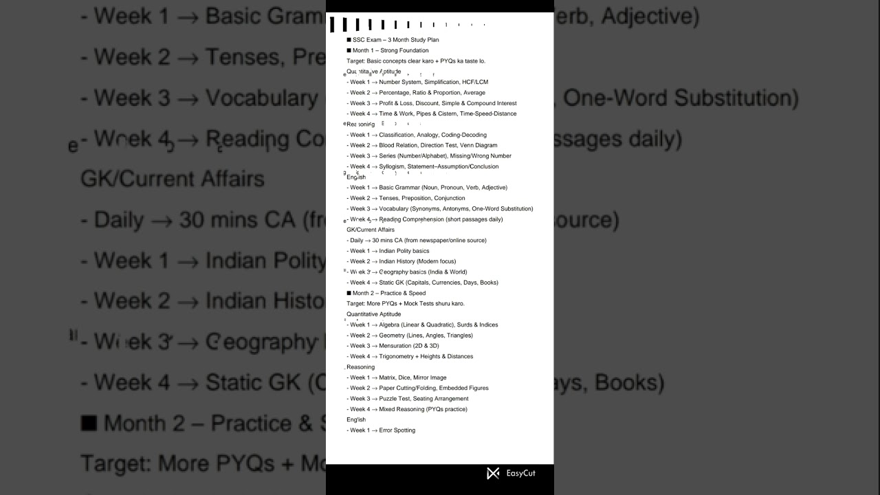 SSC 3 Month Study Plan 📚📑✨| ssc syllabus | SSC CGL 2025