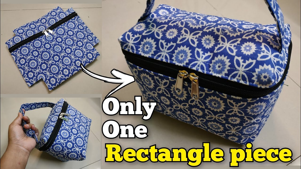 एक टुकड़े से बनावो बॉक्स पाउच | Lunch box bag making at home/ handbag/ bag cutting and stitching