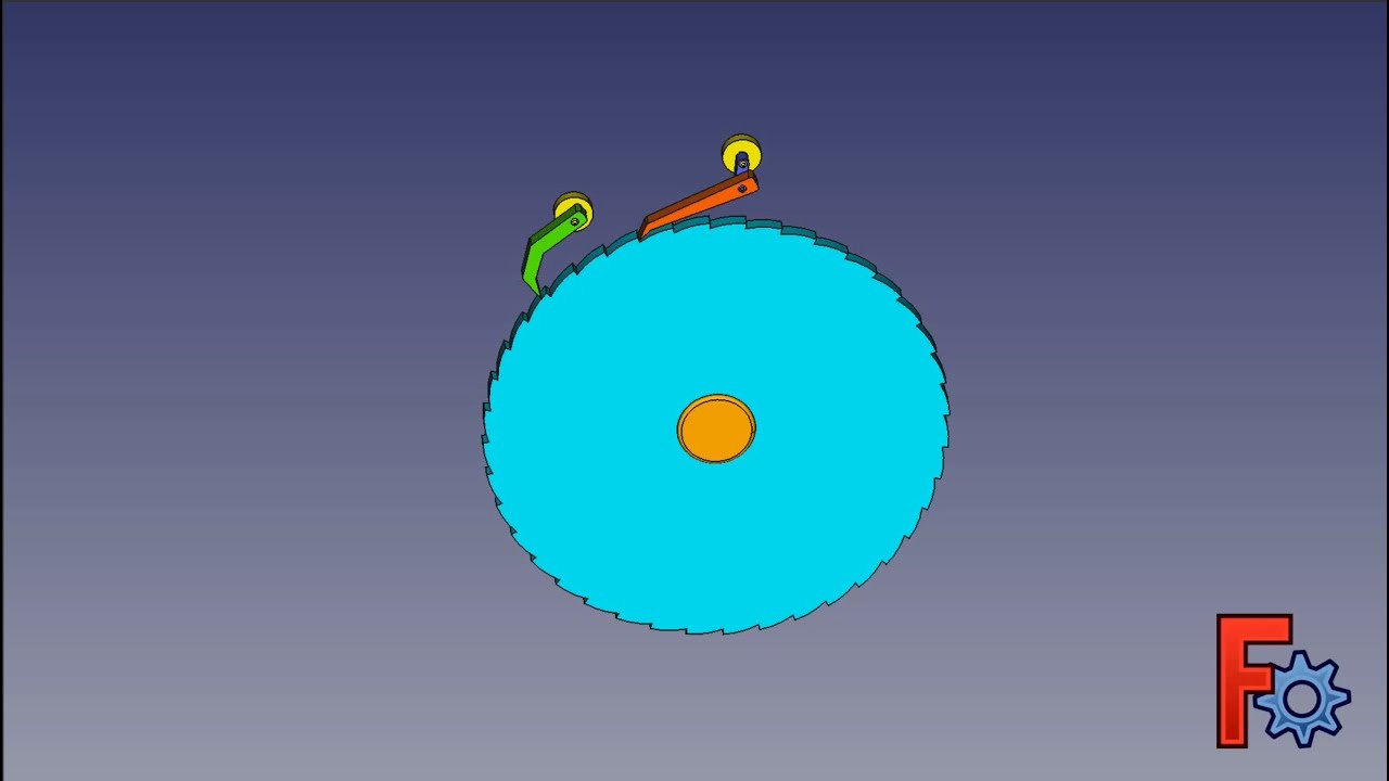 FreeCAD Tutorial (Assembly4) - Assembly 4 Animation, Ratchet Mechanism