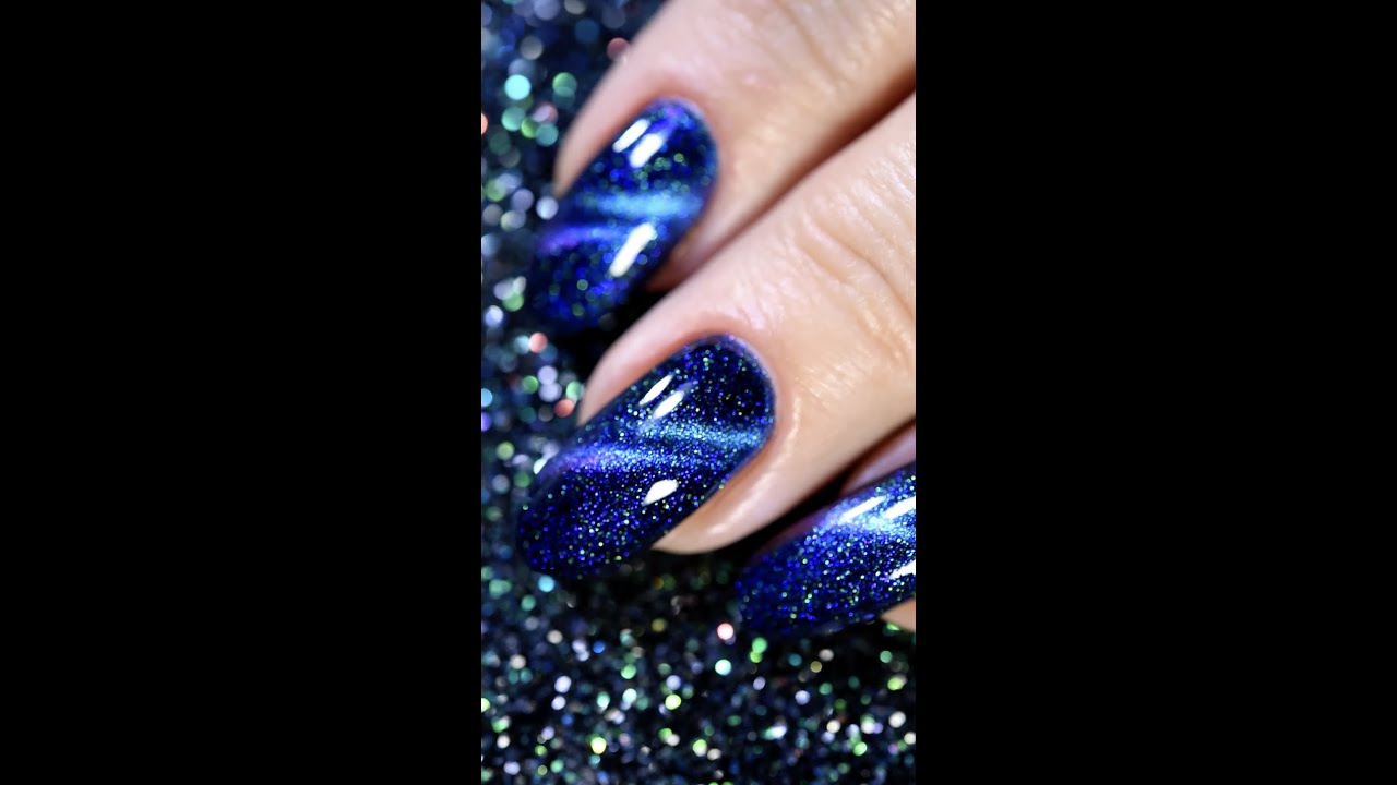 Swatch of Magnetic Nail Polish Night Contrails from Gust of Wind Collection