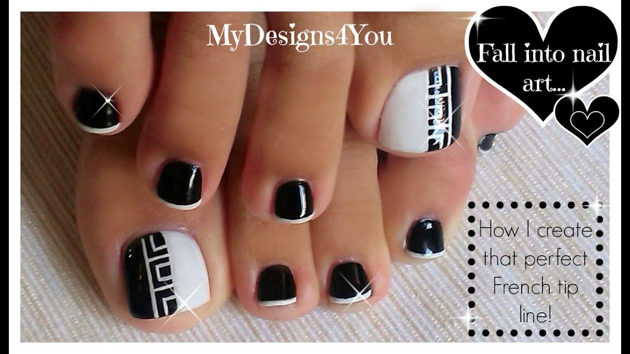 Greek Style Toenail Art | Monochrome Pedicure ♥ Diseño de uñas de pies