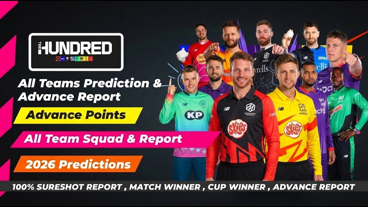 The Hundred Mens Competition predictions2026 | 100 Mens Advance Reports 2026 | 21 July to 16 August
