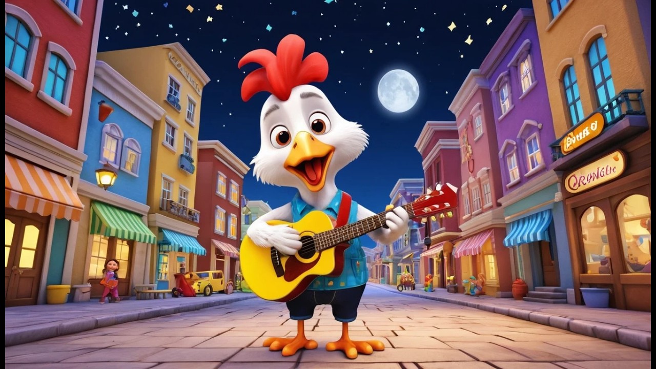 Rooster Rockstar Wakes City at Night 🎸🌃