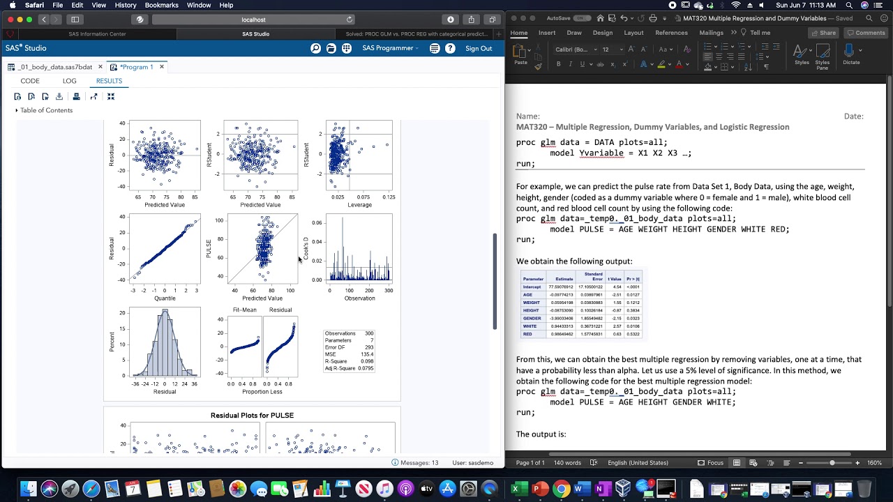 Multiple Regression in SAS